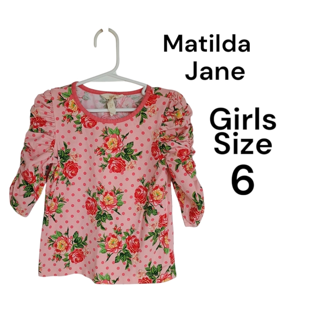 Matilda Jane Girls Size 6 Brilliant Daydream Think Pink Rose Themed Shirt